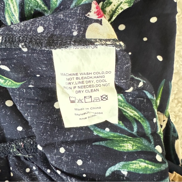 Suzanne Betro Navy Blue Floral Midi Dress Sz L - Picture 10 of 10